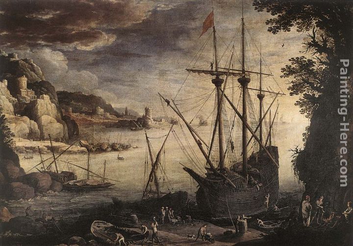 The Port painting - Paul Bril The Port art painting